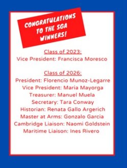 Congratulations to our newly elected Student Government officers.